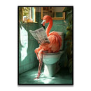 DecorBites™ Funny Bathroom Cat Reading Canvas Wall Art