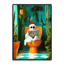 DecorBites™ Funny Cat Bathroom Wall Art Print