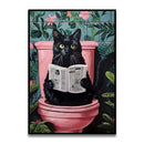DecorBites™ Funny Cat Reading on Toilet Wall Art