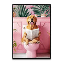 DecorBites™ Funny Cat Reading on Toilet Wall Art