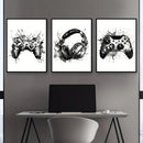 DecorBites™ Gamer Room Decor Set - Graffiti Gamepad Canvas Prints