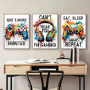 DecorBites™ Gamer Room Decor Set - Graffiti Gamepad Canvas Prints