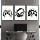 DecorBites™ Gamer Room Decor Set - Graffiti Gamepad Canvas Prints