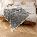 Decorbites geometric tassel blanket black & cream living room throw