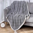 Decorbites geometric tassel blanket black & cream living room throw