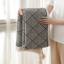 Decorbites geometric tassel blanket black & cream living room throw