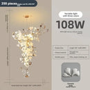 Luxury white & gold ginkgo leaf chandelier for staircase and lobby