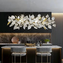 DecorBites™ Ginkgo Leaf Crystal Chandelier - Elegant LED Pendant Lamp for Dining & Living Room