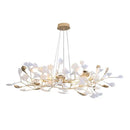 Modern gold ginkgo leaf decor chandelier living room art light