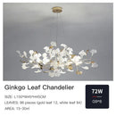 Modern gold ginkgo leaf decor chandelier living room art light