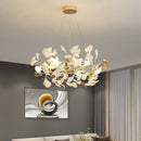 Modern gold ginkgo leaf decor chandelier living room art light