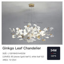 Modern gold ginkgo leaf decor chandelier living room art light