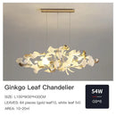 Modern gold ginkgo leaf decor chandelier living room art light