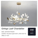 Modern gold ginkgo leaf decor chandelier living room art light