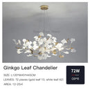Modern gold ginkgo leaf decor chandelier living room art light