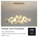 Modern gold ginkgo leaf decor chandelier living room art light