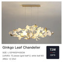 Modern gold ginkgo leaf decor chandelier living room art light