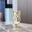 Modern gold ginkgo leaf glass vase living room desk decor