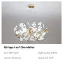 Modern gold & white ginkgo leaves chandelier living room pendant light