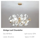 Modern gold & white ginkgo leaves chandelier living room pendant light