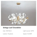 Modern gold & white ginkgo leaves chandelier living room pendant light