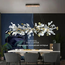 Modern gold & white ginkgo leaves chandelier living room pendant light