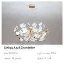 Modern gold & white ginkgo leaves chandelier living room pendant light