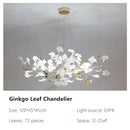Modern gold & white ginkgo leaves chandelier living room pendant light