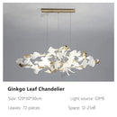 Modern gold & white ginkgo leaves chandelier living room pendant light