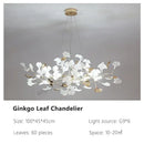 Modern gold & white ginkgo leaves chandelier living room pendant light