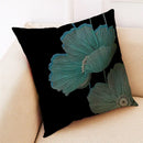 Teal and gold ginkgo leaves linen cushion cover living room