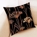 Teal and gold ginkgo leaves linen cushion cover living room