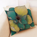 Teal and gold ginkgo leaves linen cushion cover living room