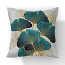 Modern teal and gold ginkgo leaves print sofa pillowcase living room