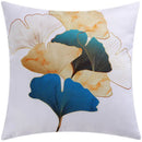 Modern teal and gold ginkgo leaves print sofa pillowcase living room