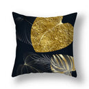 Modern teal and gold ginkgo leaves print sofa pillowcase living room