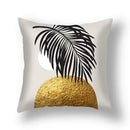 Modern teal and gold ginkgo leaves print sofa pillowcase living room