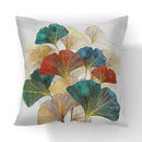 Modern teal and gold ginkgo leaves print sofa pillowcase living room