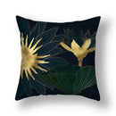 Modern teal and gold ginkgo leaves print sofa pillowcase living room