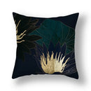 Modern teal and gold ginkgo leaves print sofa pillowcase living room