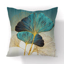 Modern teal and gold ginkgo leaves print sofa pillowcase living room