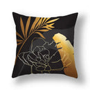 Modern teal and gold ginkgo leaves print sofa pillowcase living room