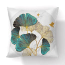Modern teal and gold ginkgo leaves print sofa pillowcase living room