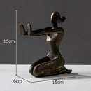 Abstract bronze and gold girl statue bookends library decor