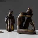 Abstract bronze and gold girl statue bookends library decor