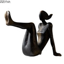 Abstract bronze and gold girl statue bookends library decor