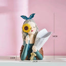 Elegant pink & white girl statues vase ornaments office decor