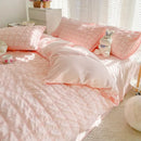 DecorBites™ Girls Bubble Gauze Bedding Set, Soft Summer Comforter Cover Kit, Skin-Friendly Easy Sleep