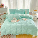 DecorBites™ Girls Bubble Gauze Bedding Set, Soft Summer Comforter Cover Kit, Skin-Friendly Easy Sleep
