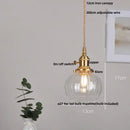 Modern walnut & copper led pendant lamp dining room glass sphere